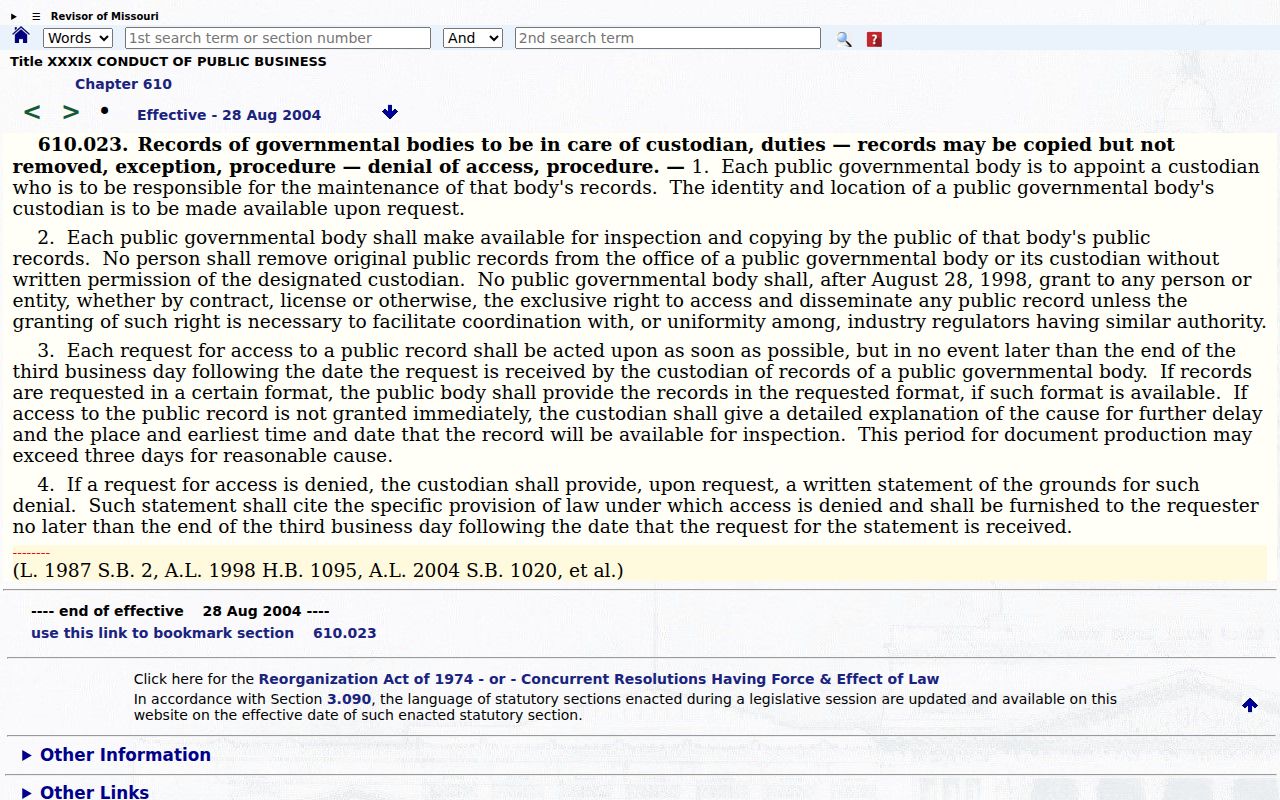 Butler County court records image of Missouri public-record request timing statute