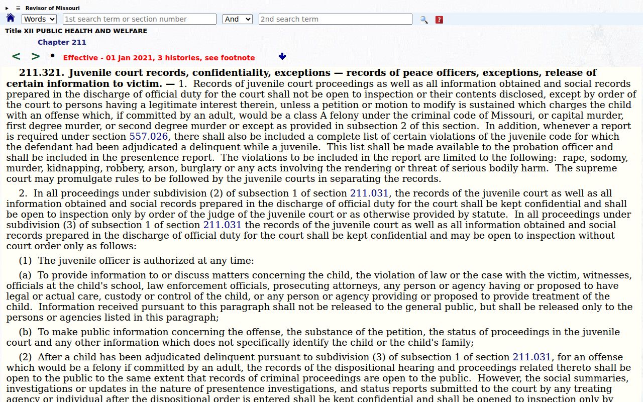 Butler County criminal docket access and Missouri juvenile confidentiality