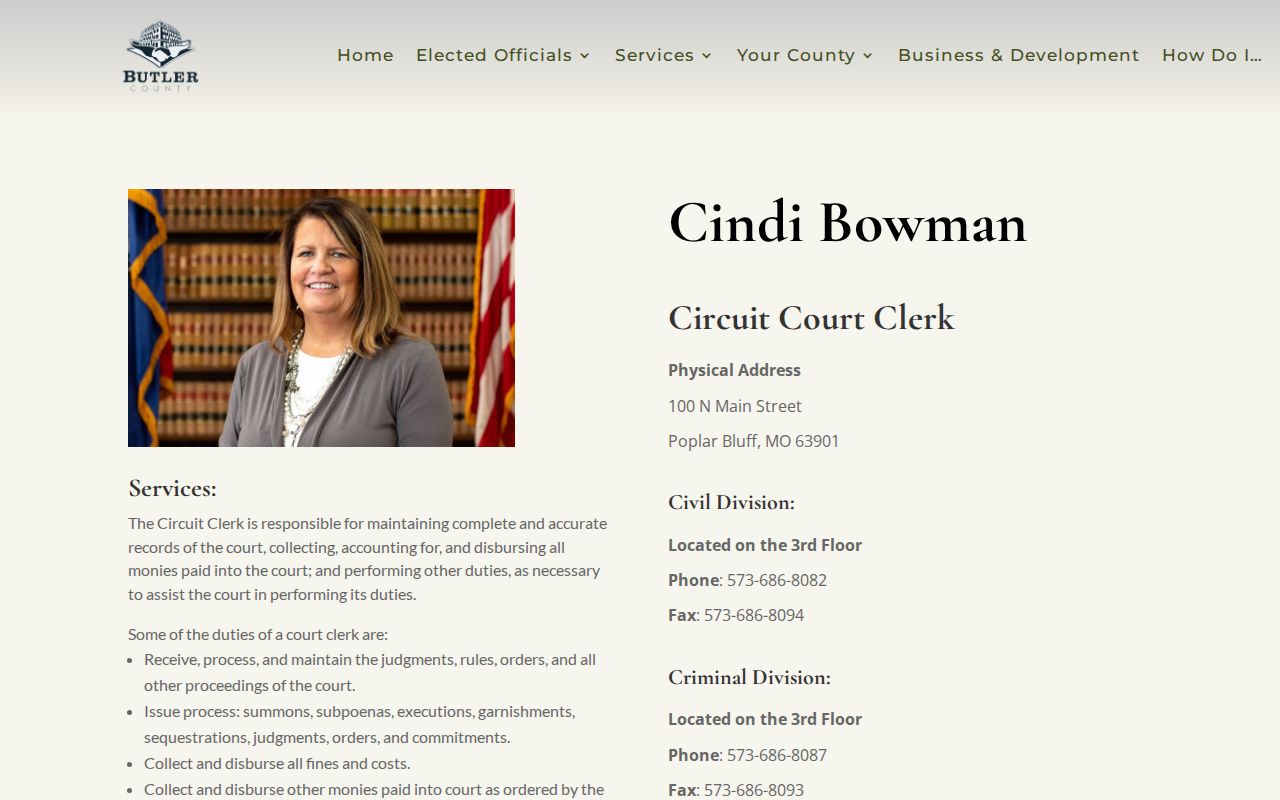 Butler County court docket clerk and Circuit Court records divisions